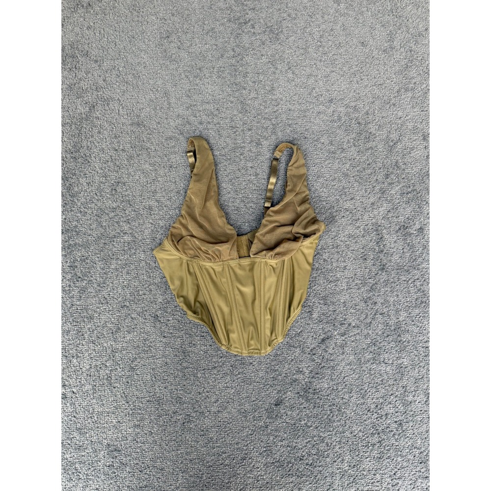 Out From Under Modern Love Corset Top Olive Green Mesh Boned Size M